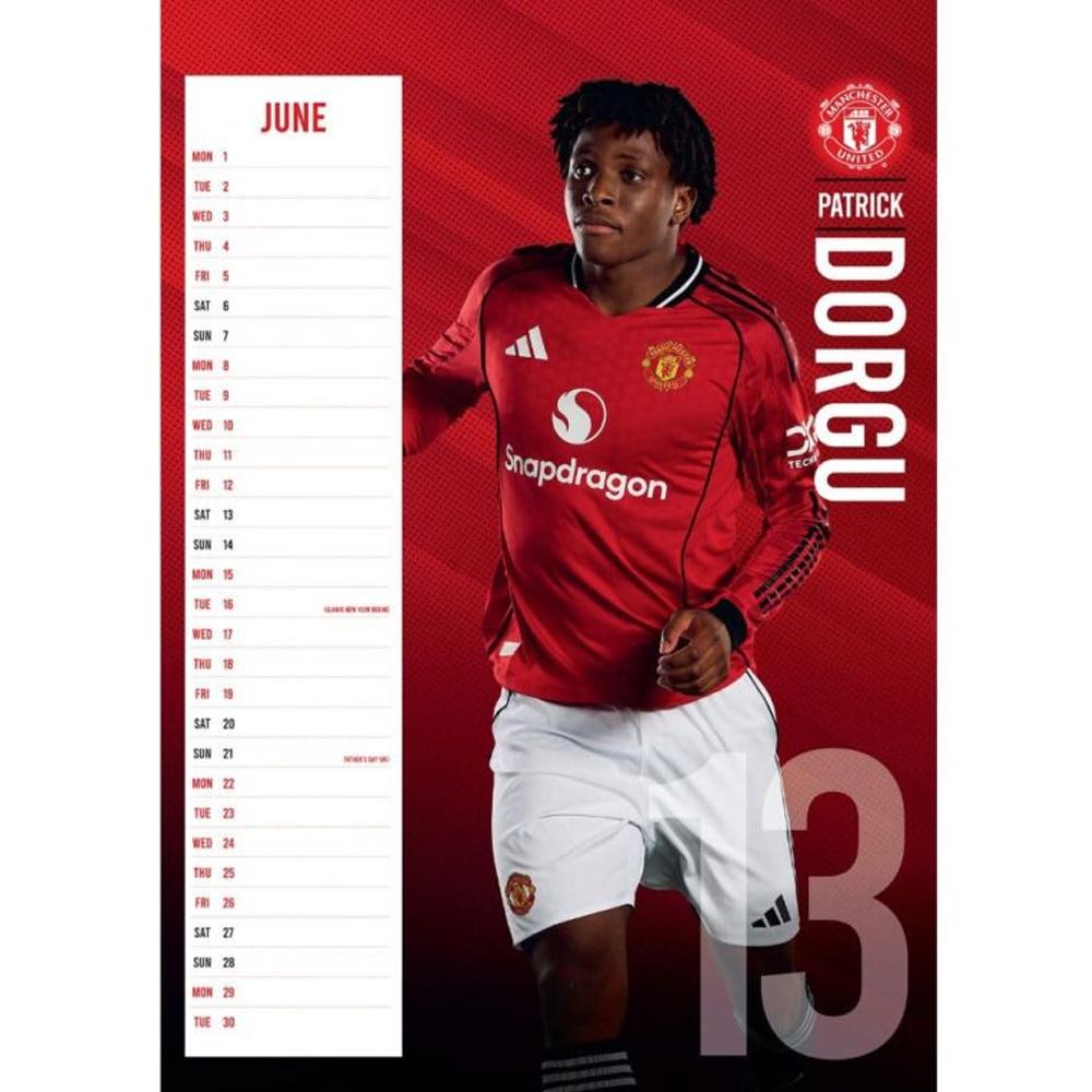 Manchester United FC 2026 A3 Wall Calendar
