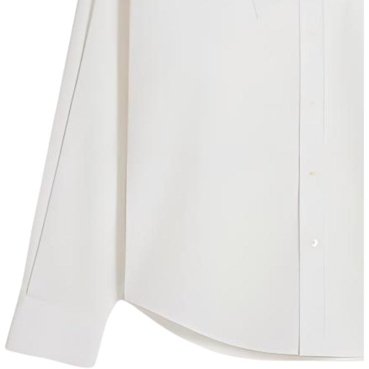AMIPARIS Solid Color Minimalist Button Down Long Sleeve Shirt Unisex shirts White USH104CO0063-100