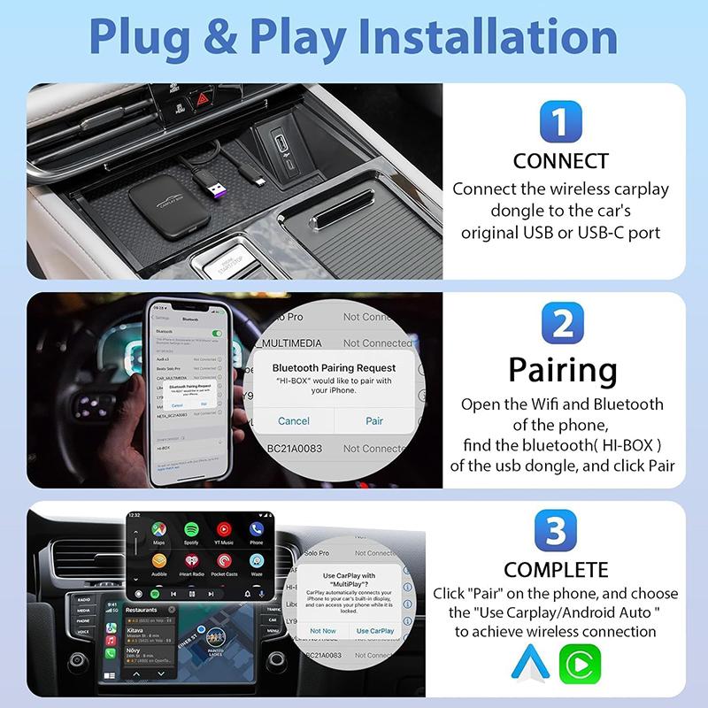4 в 1 Smart Carplay Ai Box беспроводной адаптер Carplay Android Auto Apple Carplay автомобильный мультимедийный проигрыватель для Mazda Benz Kia VW