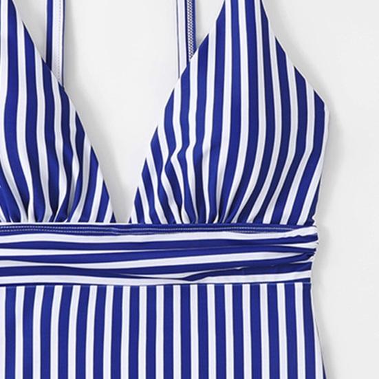 Летний монокини с V-образным вырезом, открытой спиной, цельный купальник-бикини с полосатым принтом, быстросохнущий, облегающий, облегающий, контурирующий фигуру монокини