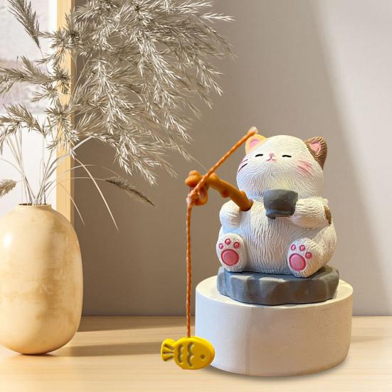 Fishing Animals Figurine Resin Panda Groundhog Capybara Statue Angler Animal Series Ornament