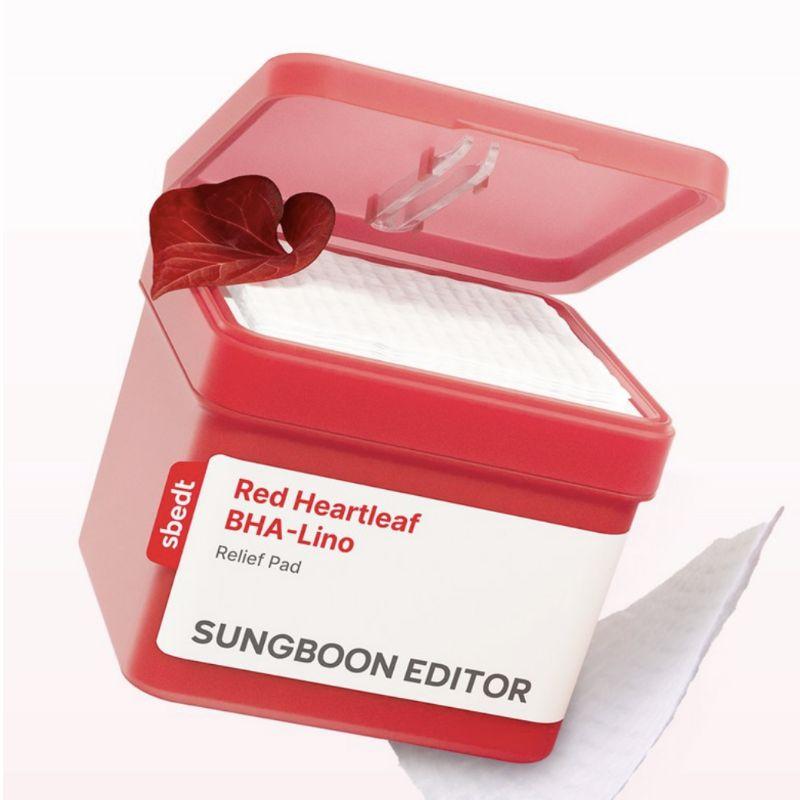 SUNGBOON EDITOR Red Houttuynia BHA Rhino Relief Pad 60 Pads | Soothing Exfoliating Toner Pads for Blemish-Prone Skin