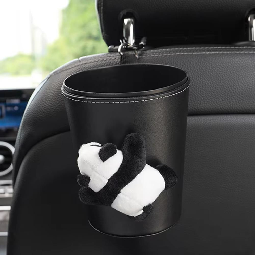 Cartoon Panda Car Trash Bin Can Cute Garbage Storage Bucket Large Auto Rubbish Bag Auto Outlet