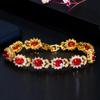 WWJ Luxury 585 Golden Color Oval Shape Cubic Zirconia Flower Tennis Bracelets