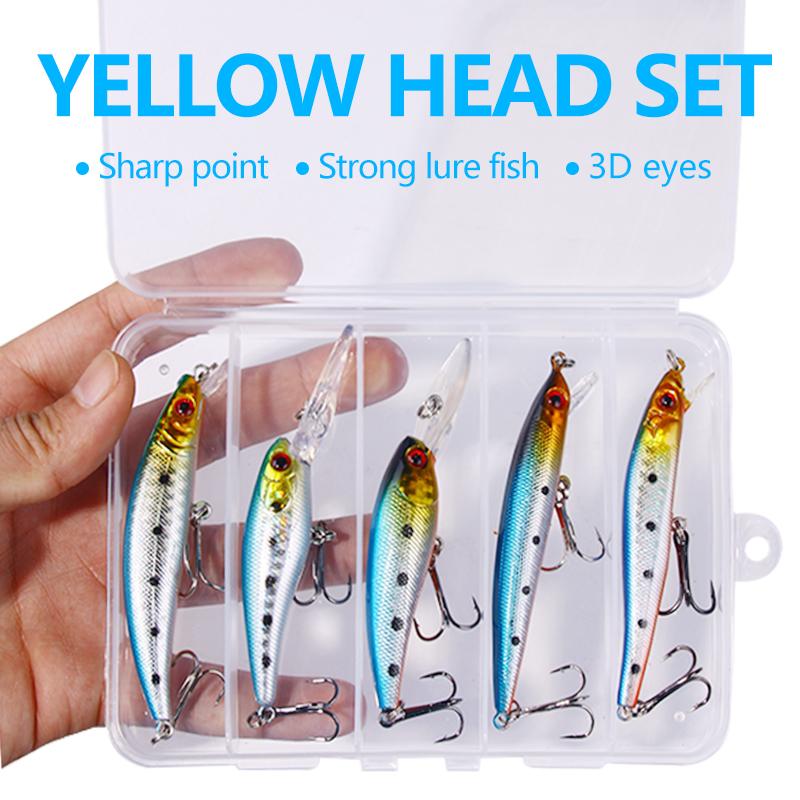 5 шт./кор. красная голова Crankbait Minnow, набор рыболовных приманок, искусственная приманка, рыболовные воблеры, рыболовные снасти для плавания карпа