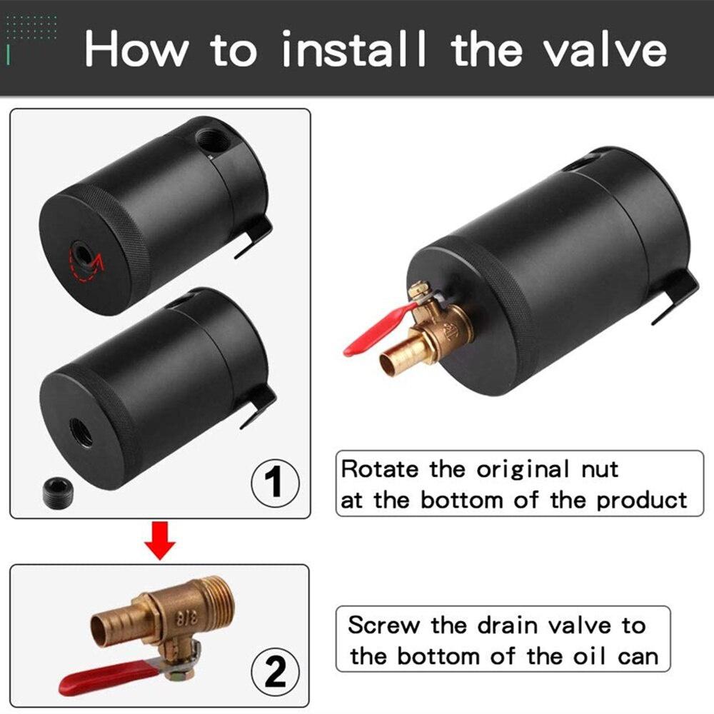 3 Port Oil Catch Can Kit 1 Oulet + 2 Intlet Compact Baffled Engine Oil Fuel Reservoir Tank with Breather Filter and Drain Valve