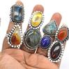 Кольцо с натуральными драгоценными камнями, смешанный размер США 6-9, кольцо для женщин, старинное посеребренное кольцо, оптовая распродажа ювелирных изделий!
