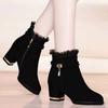 Top Layer Soft PU Leather Ladies Ankle Boots Fashion Thick Heel Pointed High Heel Lace Ankle Boots