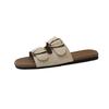 Slippers women's outer wear 2025 summer new fashion belt buckle seaside beach one-word flat-bottomed casual cool slippers