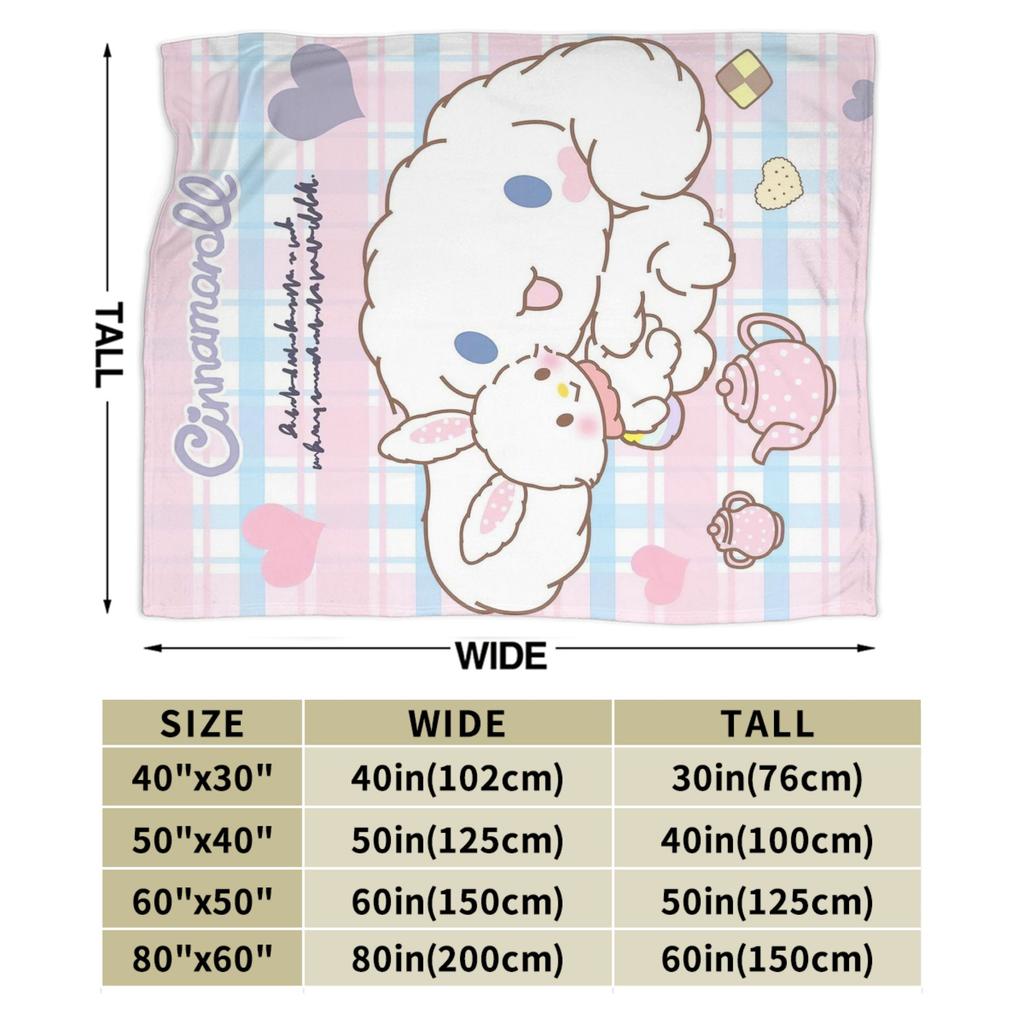 Одеяла Cinnamoroll Мультяшные Фланелевые Потрясающие Дышащие Пледы для Кровати Дивана Декора