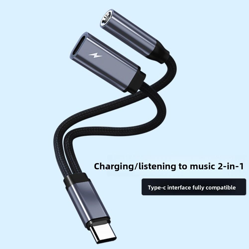 Multi-Function 2 in 1 USB C Splitter Universal Type-C To AUX Adapter Headphone Use