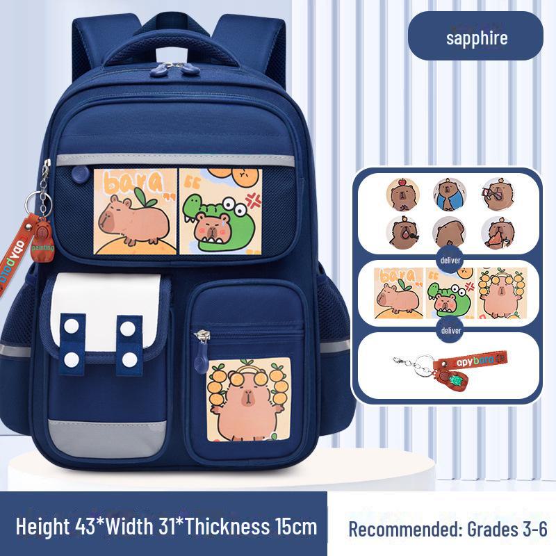Рюкзак большой вместимости с капибарой для 1-6 классов - Милый и грязеотталкивающий дизайн для мальчиков и девочек