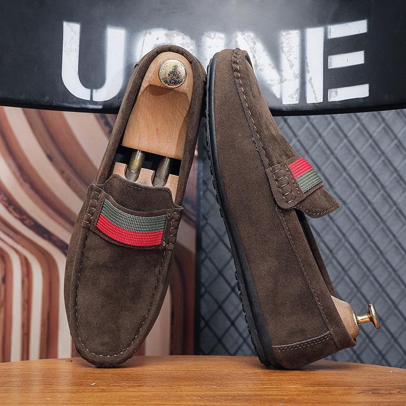 Four Seasons Frosted Anti-Velvet Leather One Pedal Soft Sole Suede Lazy British Style High-end Shoes Doudou Мужские повседневные туфли-перчатки