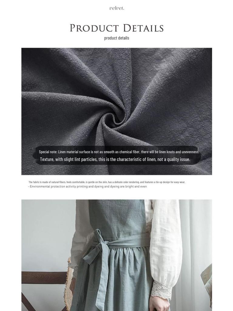 Скандинавский однотонный фартук в стиле французской пасторали, маслостойкий, для приготовления пищи на кухне