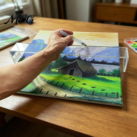 Drawing Frame Accessory Artist Leaning Bridge, Adjustable Height 1.77-2.36-Inch Hand And Wrist Rest, Transparent Up to 12 Inches Tool for Precise Line