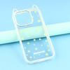 For iPhone 15 Pro Max Case Star Pattern Cat Ear Design TPU+Acrylic Clear Phone Back Cover