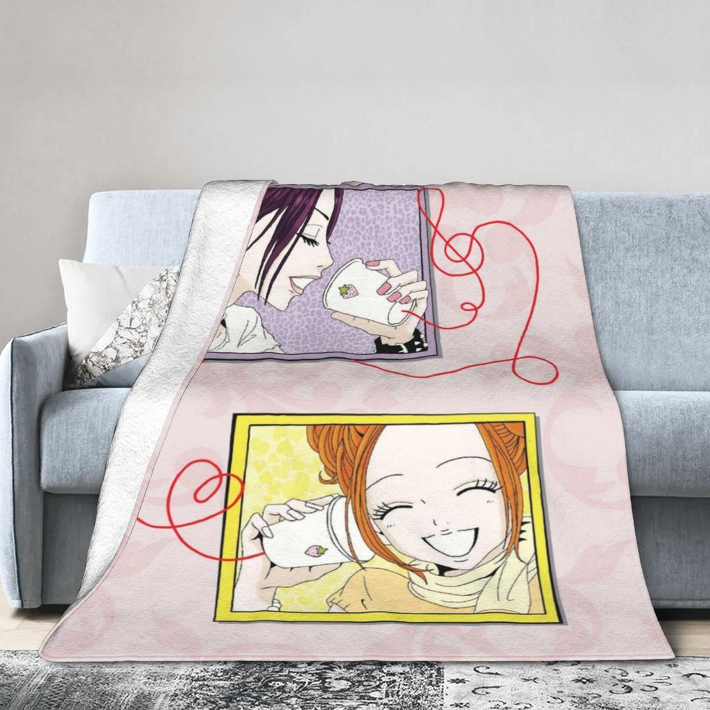 Nana & Hachi Blanket Flannel Decoration Anime Multi-function Super Soft Throw Blanket for Bed Outdoor Bedding Throws