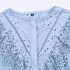 European and American style, new women's clothing, foreign style, fashionable style, hollow embroidered shirt 8741231