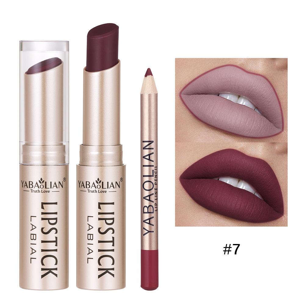 Lipstick Lip Line 2-в-1 Карандаш для губ с антипригарным покрытием Стойкая водостойкая матовая помада Набор помад 12 цветов