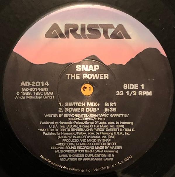 12-дюймовая пластинка SNAP The Power AD2014 Arista 1990 США Танцевальная Электроника Б/у