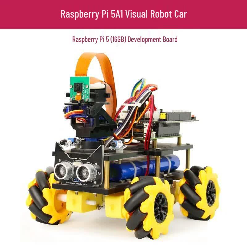 CreateBlock Интеллектуальный автомобиль с ИИ-зрением Raspberry Pi 5 на колесах Меканума