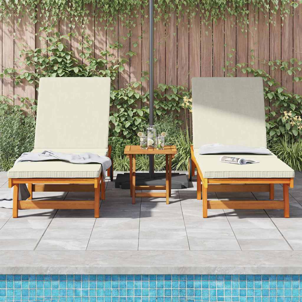 Sun Lounger 2 pcs Brown 65 x 199 x 84 cm Solid Acacia Wood