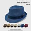 British Jazz Fedora: Solid Color Ribbon, Roll Brim, Unisex Sun Straw Hat