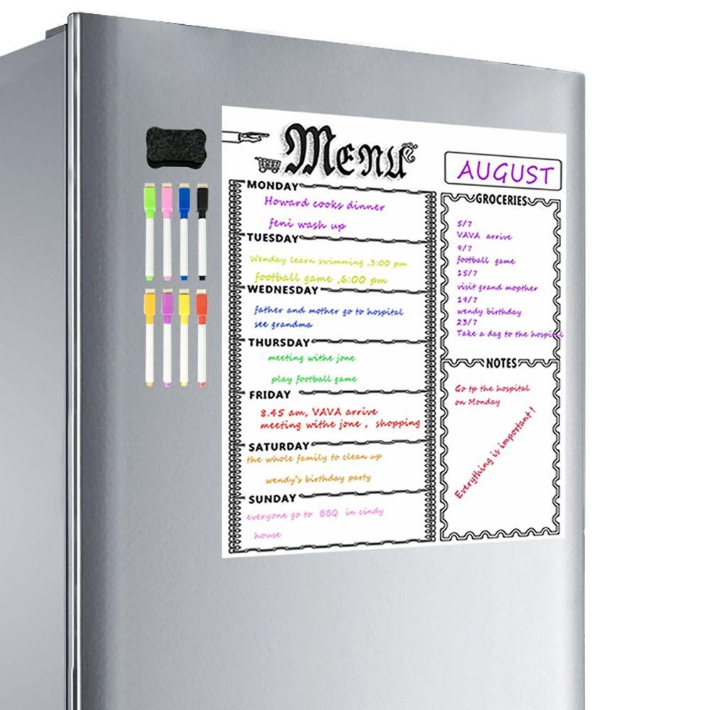 Reusable A3 Whiteboard Calendar Erasable Soft Magnetic Fridge Calendar Weekly Calendar Memo  School