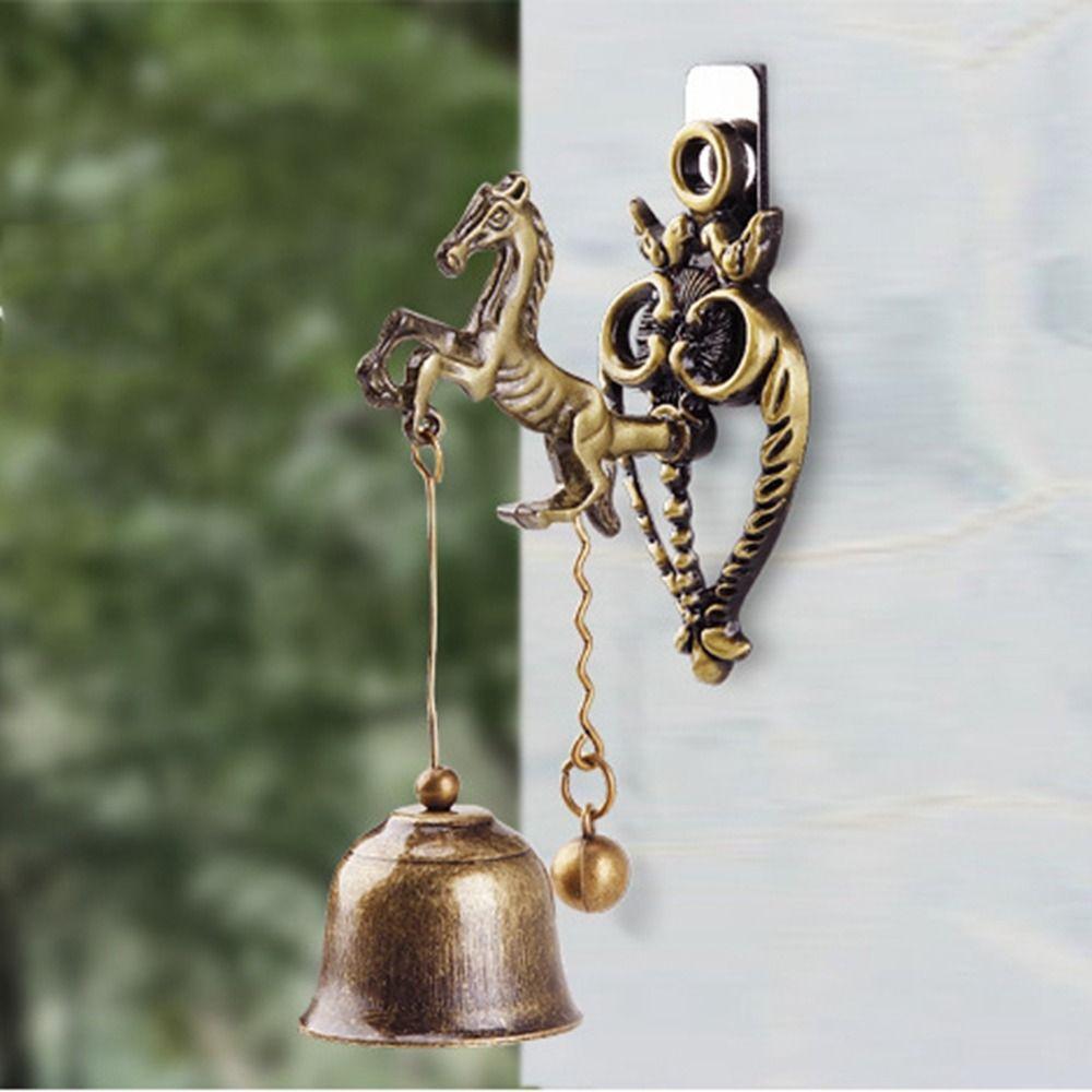 Wealth Mascot Home Decoration Horse Metal Bell Wall Hanging Ornaments Wind Chime Animal Doorbell