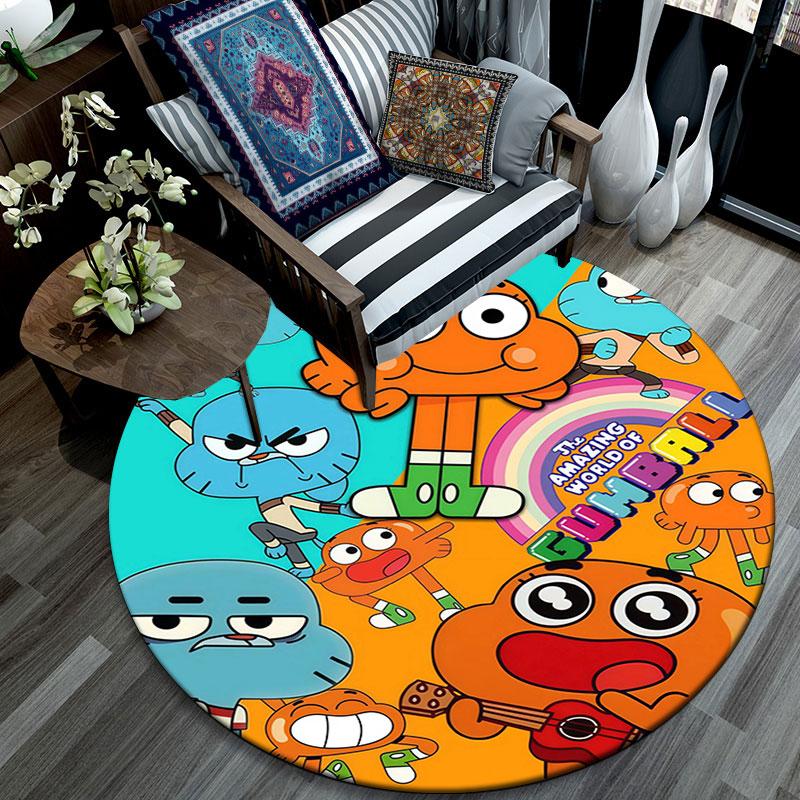 Gumball Cartoon pattern round rug,Carpet Rug for Living Room Bedroom Playroom ,Non-slip Floor Mat,Holiday Gifts and Birthday Gifts.