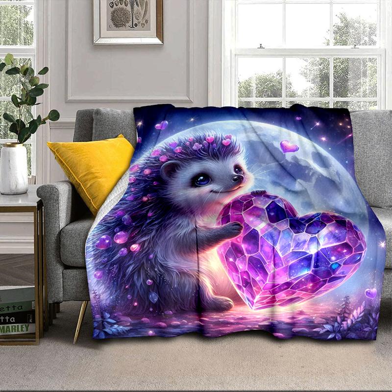 Sleepy Hedgehog Dreams Blanket Flannel Blanket for bed, sofa, Camping, Hiking, Picnic Essentials, gift for family Fan gifts