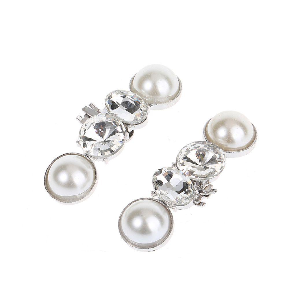 2pcs High Heel Women Bride Decoration Rhinestone Shoe Clip Wedding Shoes Shiny Decorative Clips Silk Flower Charm Buckle