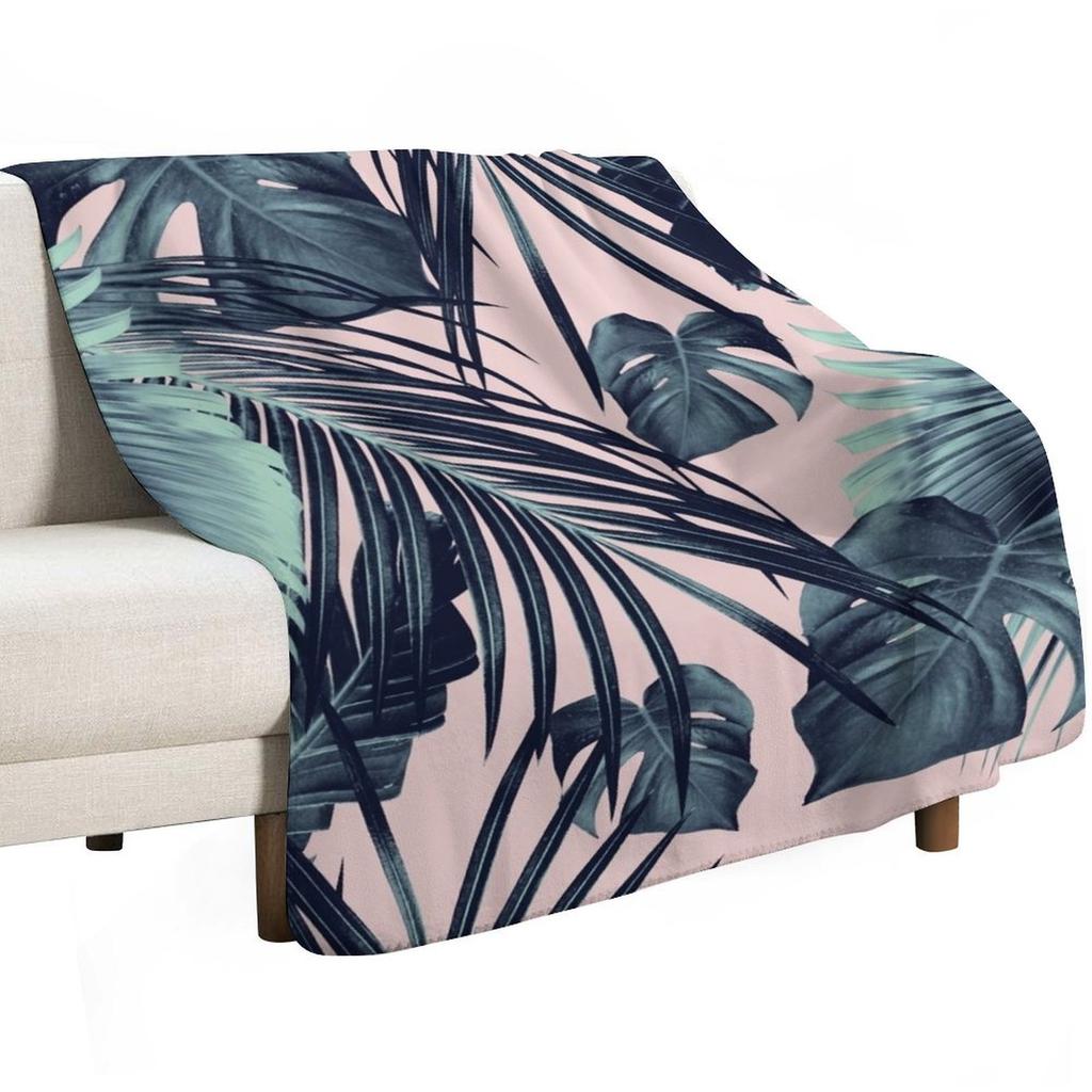 Tropical Jungle Leaves Dream 2 tropical decor art Throw Blanket Warm Comfortable Blanket for Office Napping