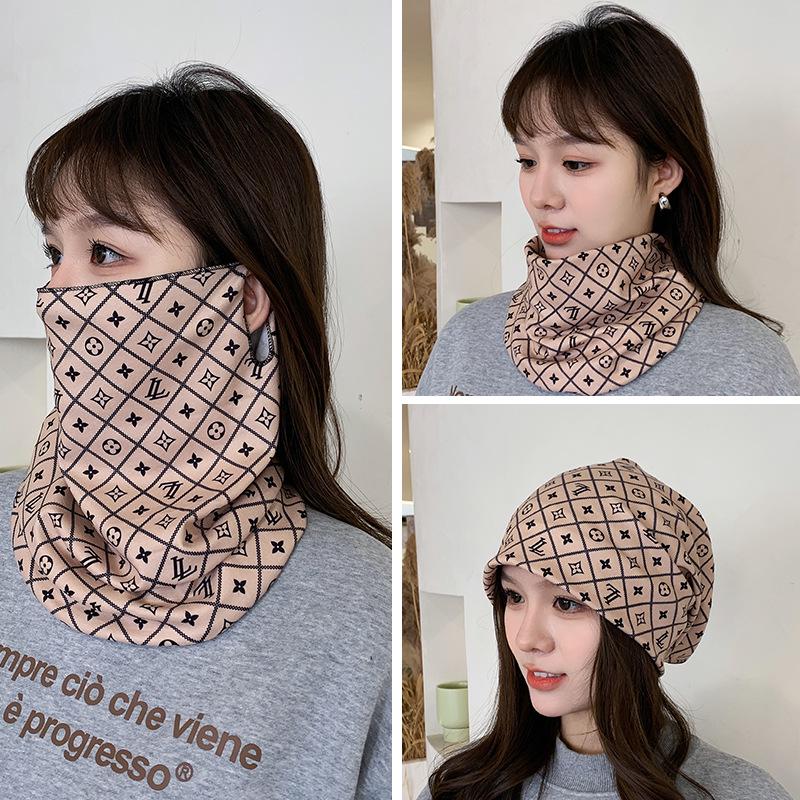Women's Autumn & Winter Plush Face Mask Neck Protector: Windproof, Warm, and Versatile Scarf Set for Outdoor Cycling