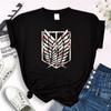 Anime Attack On Titan Wings Of Liberty Cartoon Print T-Shirt Womens Oversized Loose Round Neck Tops Female Comfortable Slim Tees