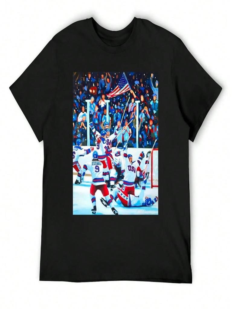 Футболка Miracle On Ice Кастомная Эстетичная Одежда Роскошная Футболка Животный Принт Для Мальчиков Унисекс Хлопковая Футболка