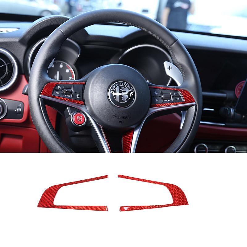 Real Carbon Fiber For Alfa Romeo Stelvio Giulia 2017-2019 Car Steering Wheel Decorative Frame Sticker Car Interior AccessoriesDA4