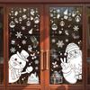 Snowflake And Christmas Santa Static Decal With Snowman For Window Decoration