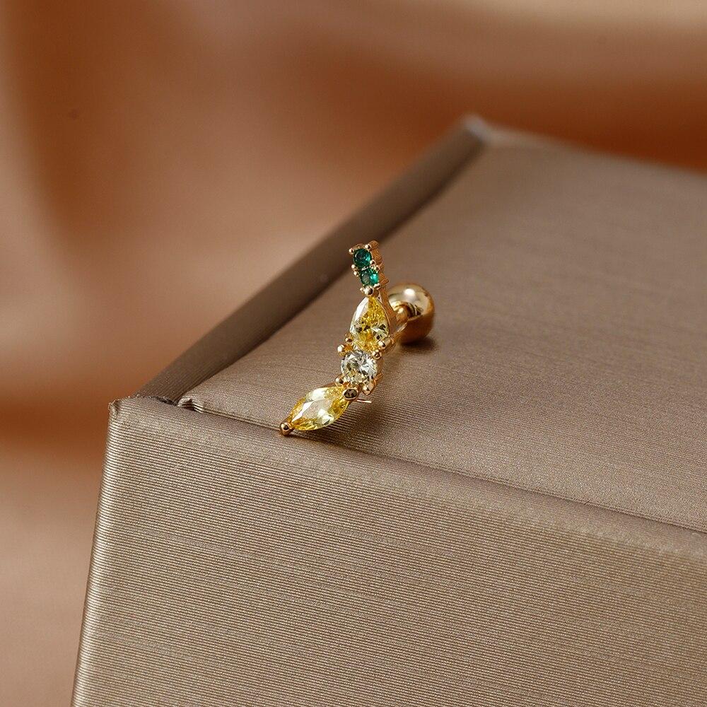 Fashion Stainless Steel Mini Zirconia Stud Earrings For Women Luxury Cute Fruits Helix Tragus Piercing Earrings Party Jewelry