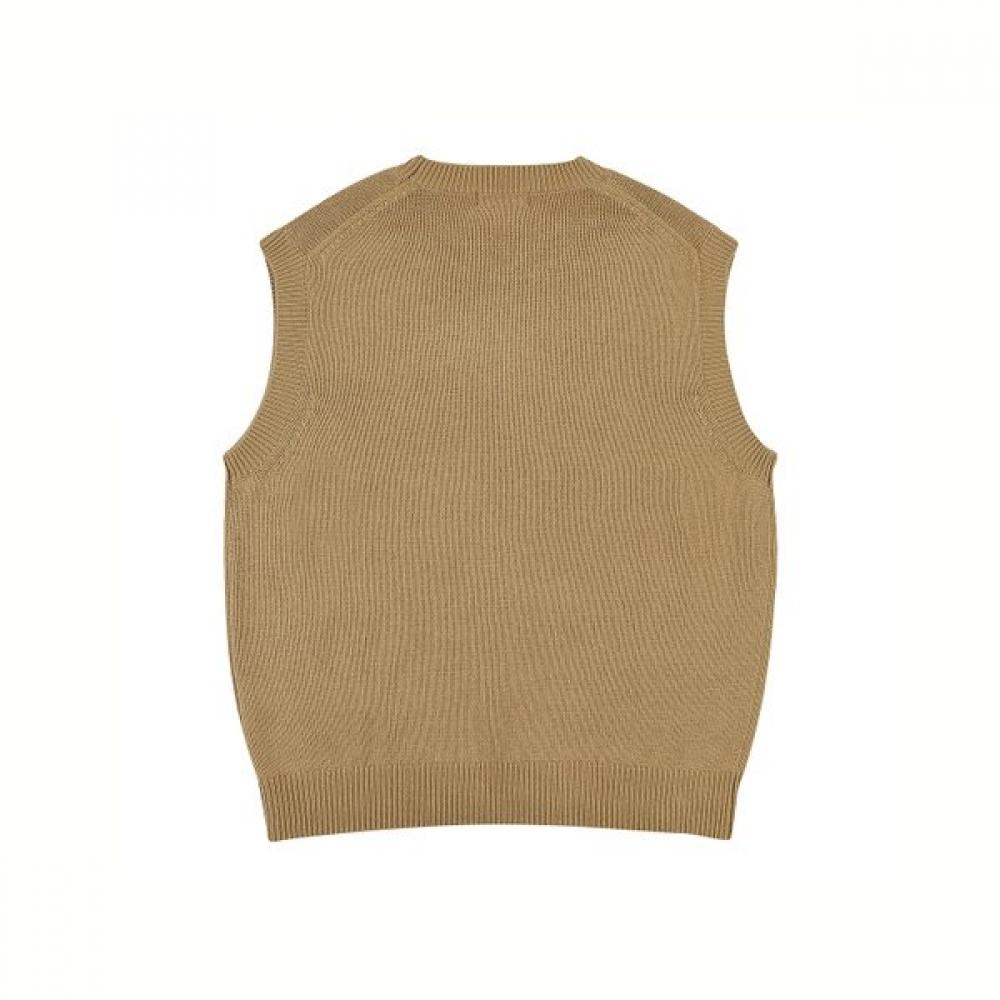 KANGOL Вязаный жилет с символом на груди Бежевый 1869