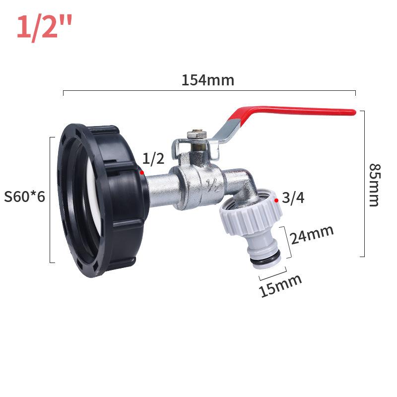 S60 Крупная резьба Соединитель для крана IBC-бака 1/2" 3/4'' Адаптер для водопроводной муфты Фитинг для водяного бака Сменный клапан для садового крана