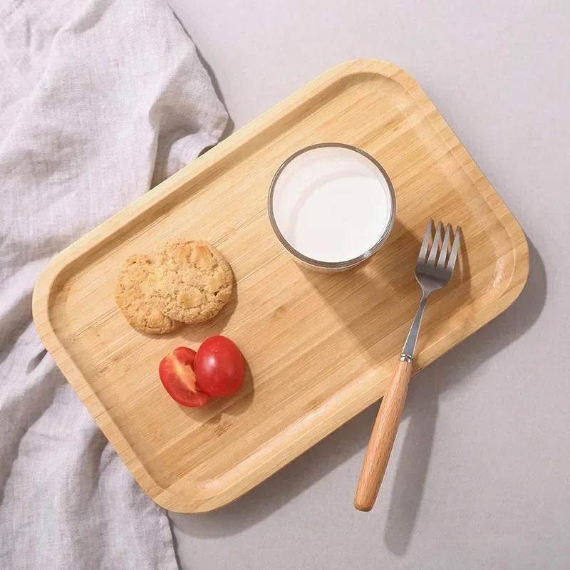 Japanese Wooden Tray Tableware Dessert Tray Breakfast Bread Dried Fruit Plate Tea Cup Coffee Coasters Household Storage Plates