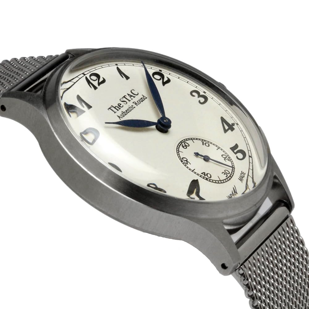 Часы STAC Made in Japan Domestic Watch 36 мм, классические, ретро, унисекс, белый, с сетчатым ремешком из нержавеющей стали [The Stack] для мужчин и женщин ST-AR002