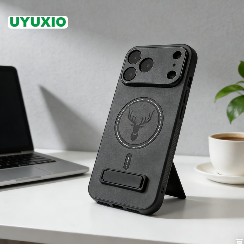 Магнитный чехол для мобильного телефона UYUXIO с подставкой для iPhone 17 15 16 14 Pro Max Plus 13 12 11 Чехлы-подставки с держателем