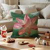 Fashion Lotus Cushion Cover Anti-dustmite Pillowcase Invisible Zipper Silky Short Plush Sofa Cushion Cover