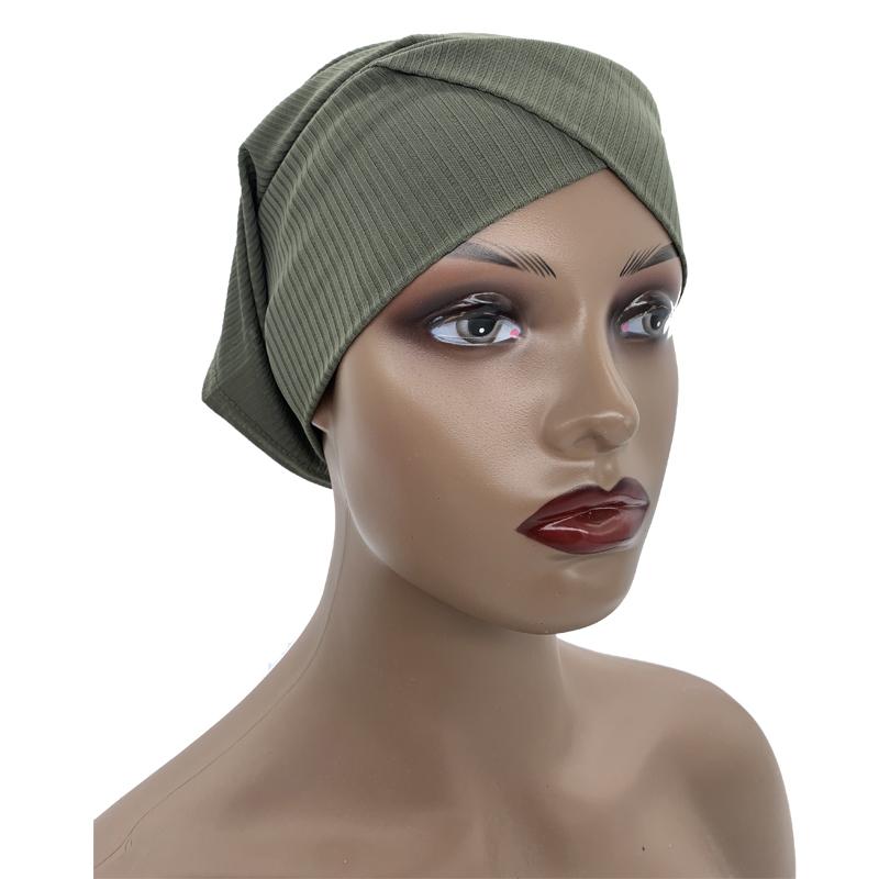 Ribbed Cross Front Under Scarves Muslim Inner Hijab Cap