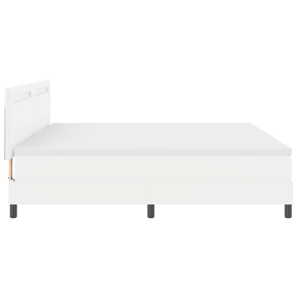 Box Spring Bed with Mattress and LED White 200 x 200 cm Faux Leather