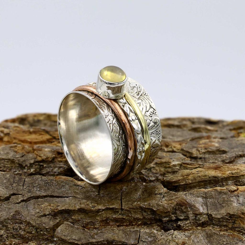 Solid 925 Sterling Silver Ring, Boho Designer Ring, Statement Ring, Halloween Gift, Unisex Ring, Spinner Ring