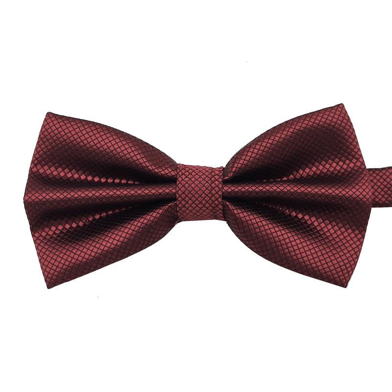 Men's Solid Black Double Layer Bow Tie - British Cube Grid, 27 Colors Available for Formal Events and Weddings.