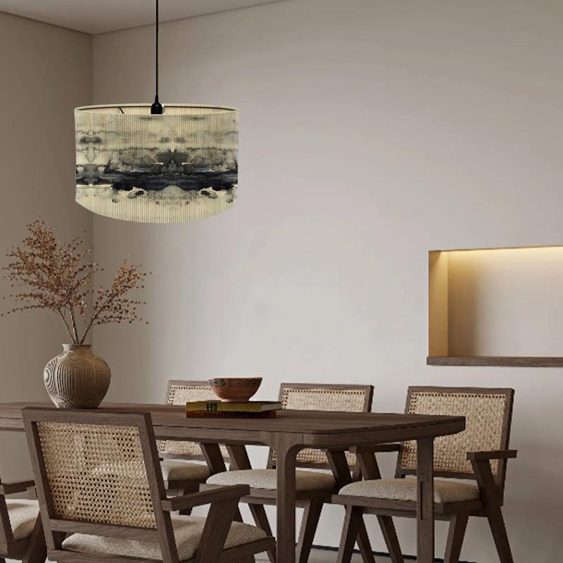 Chandelier Lampshade Table Lampshade Bamboo Lampshade Living Room Decoration Marbled Print